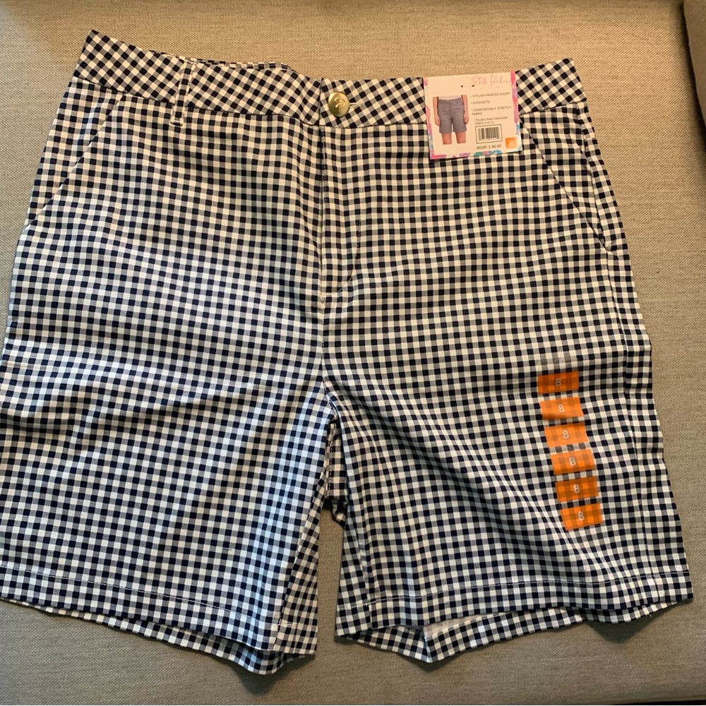 Navy and White Checkered Shorts